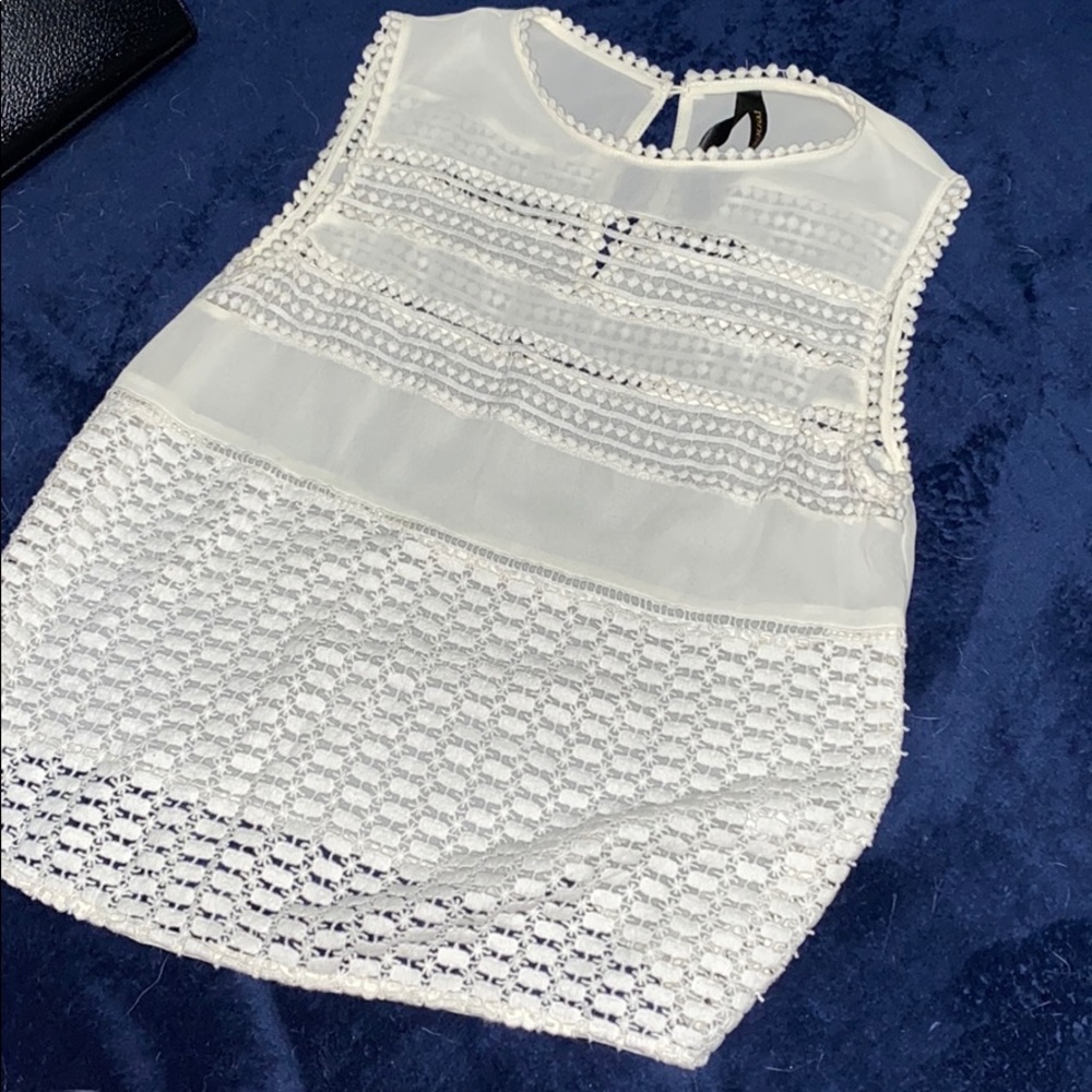 Sheer white And off white top